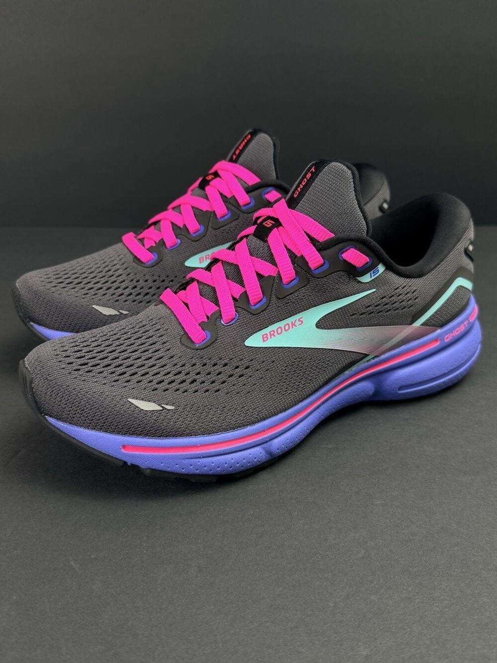 Brooks Ghost 15 Women’s 6.5 Black Aruba Running Shoes 1203801B079